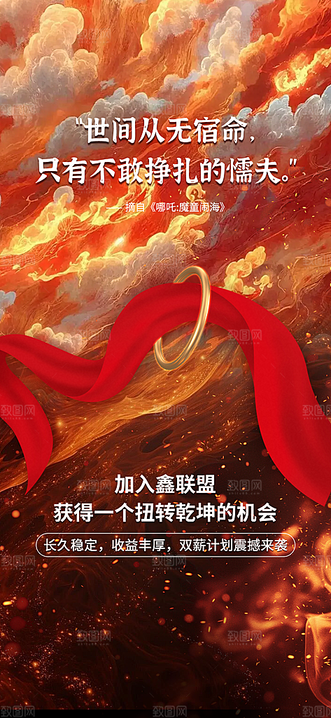 中国神话人物你哪吒借势海报