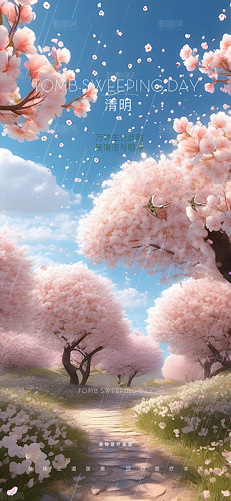 清新节日清明节宣传海报
