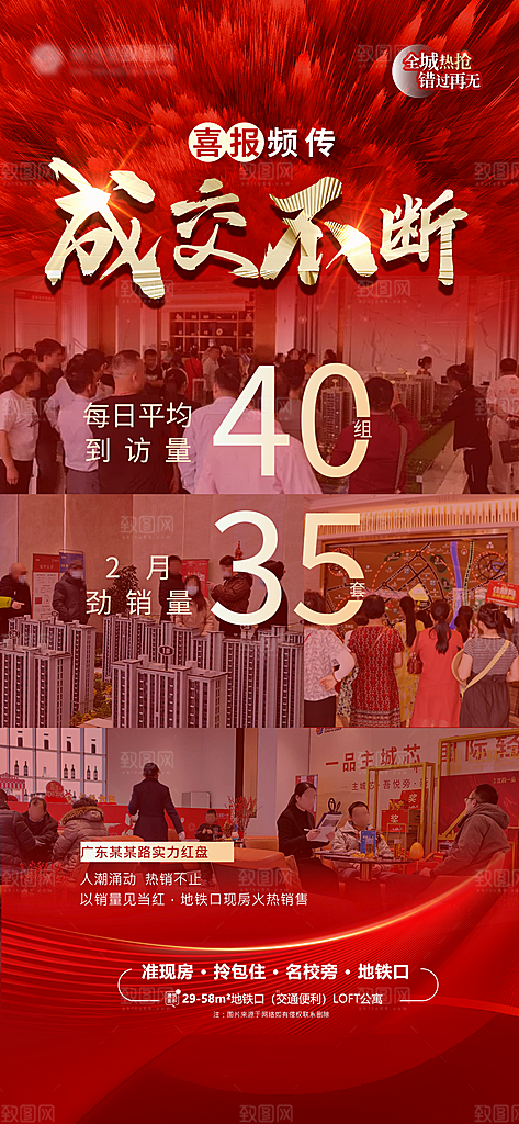 红色当地产置业大气促销海报