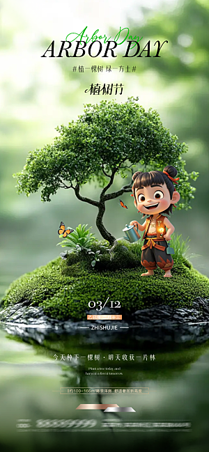 植树节唯美节日海报