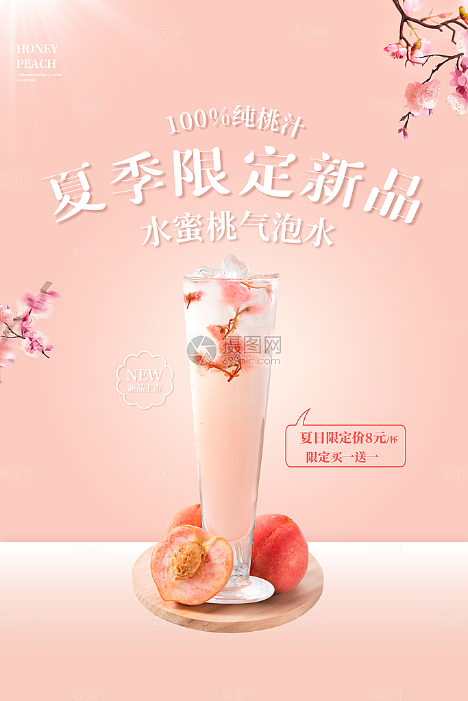冷饮奶茶果汁水果茶夏季饮品海报