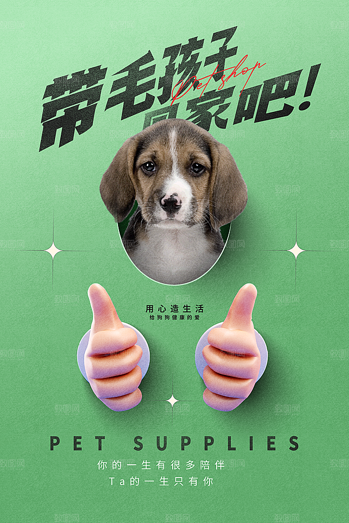 萌宠医院用品小动物托管寄养领养海报