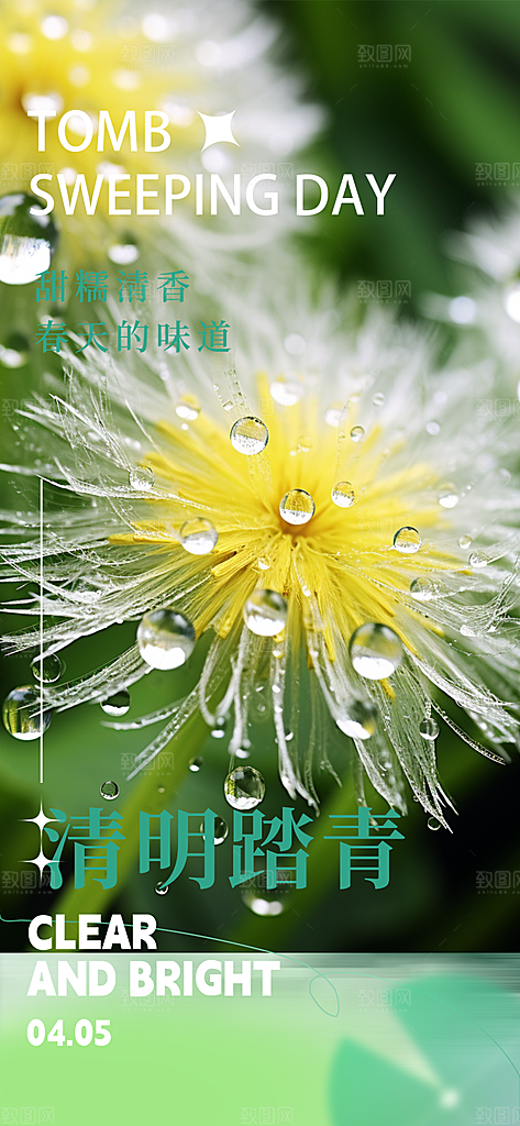 清新节日清明节宣传海报