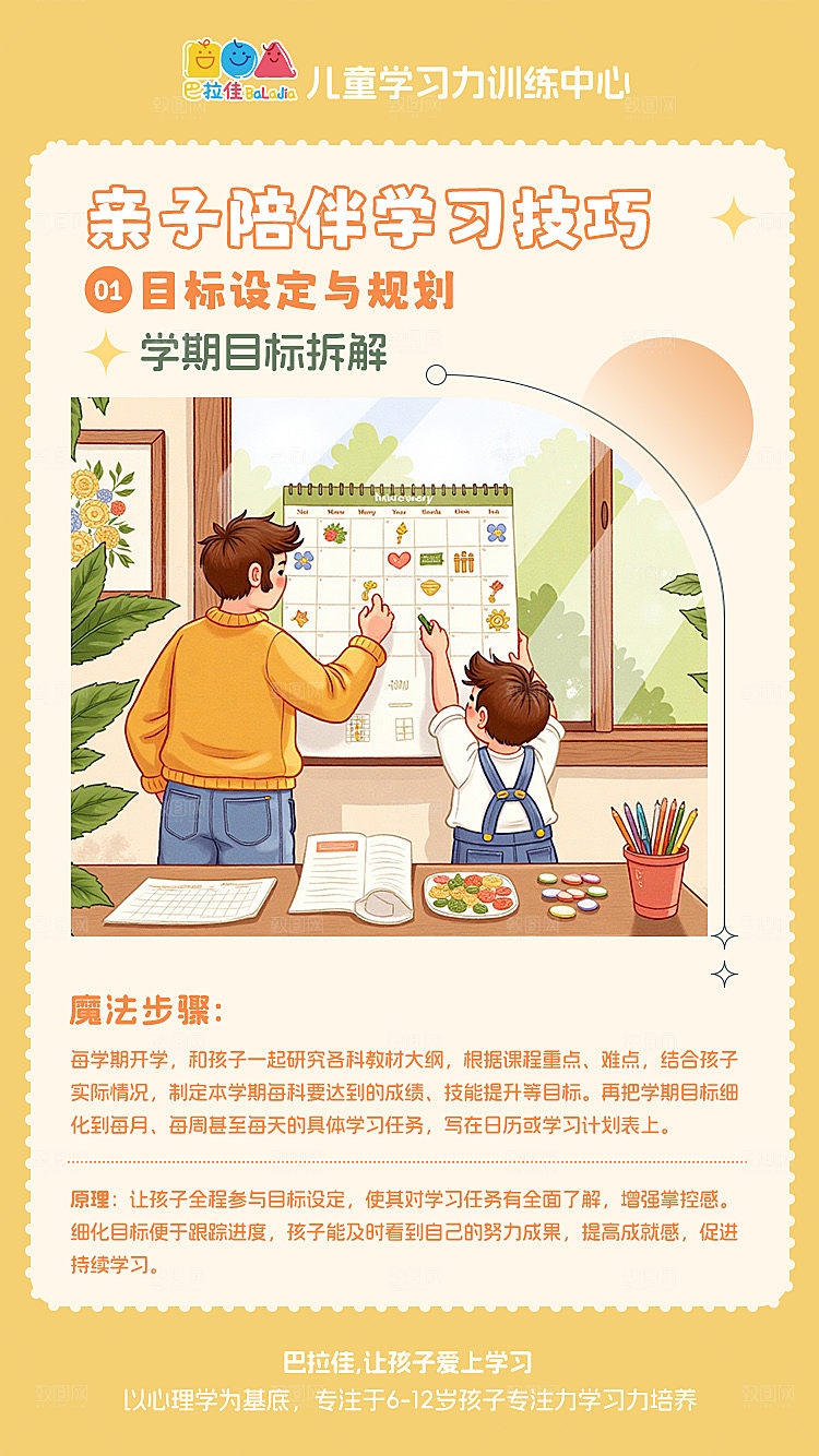 亲子学习陪伴技巧海报设计