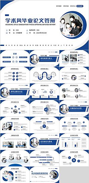 蓝色学术风毕业论文答辩PPT模板