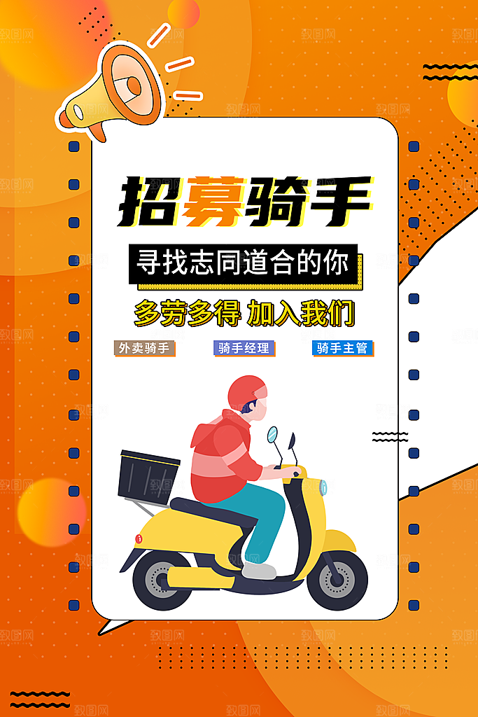 外卖员招聘海报设计