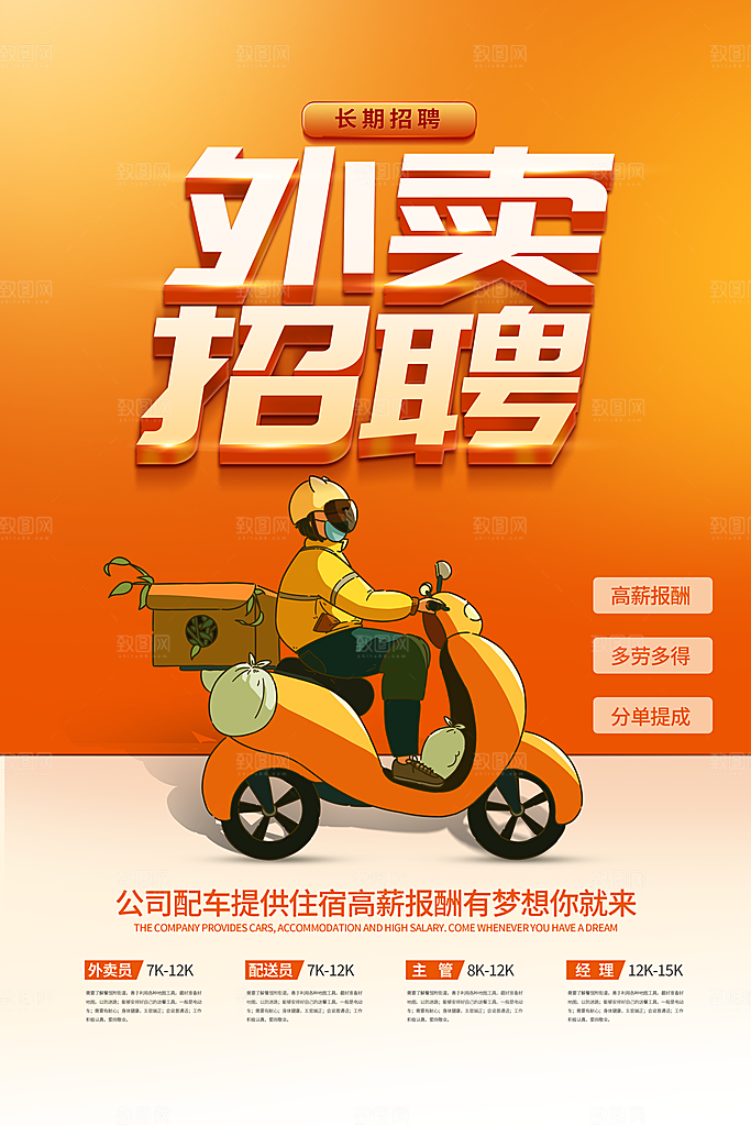 外卖员招聘海报设计