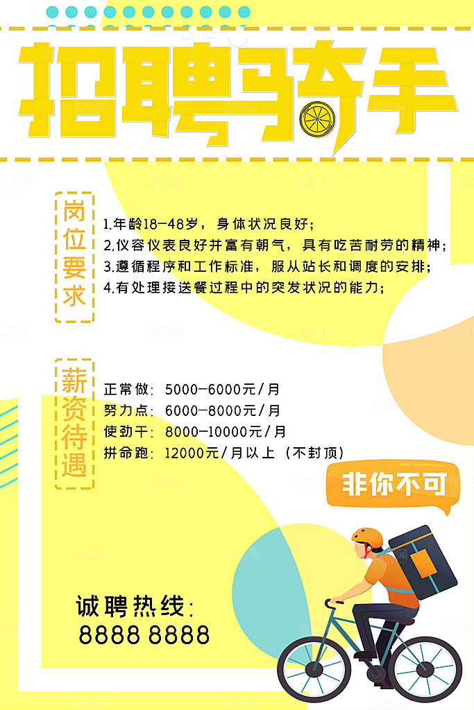 外卖配送订餐跑腿代购骑手招聘点餐快递海报