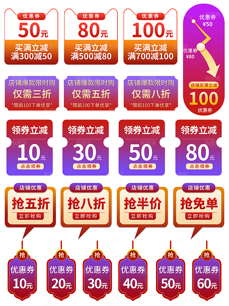 电商优惠券促销标签