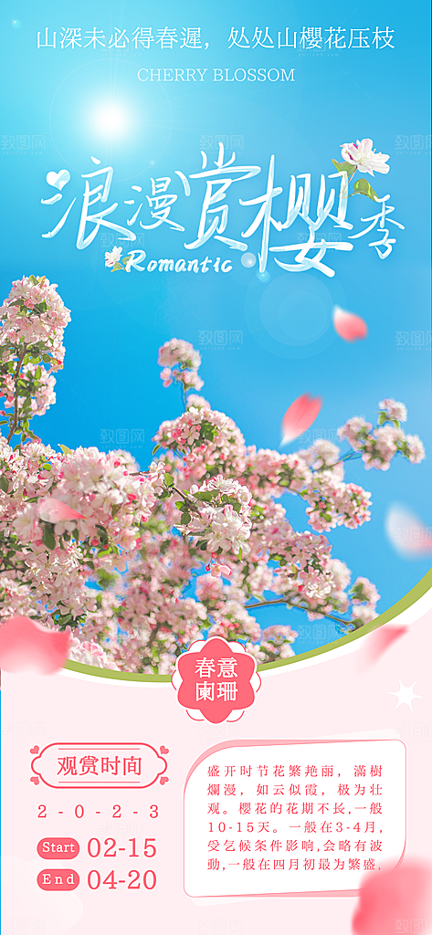 春日赏花春暖花开旅游踏青樱花季油菜花海报
