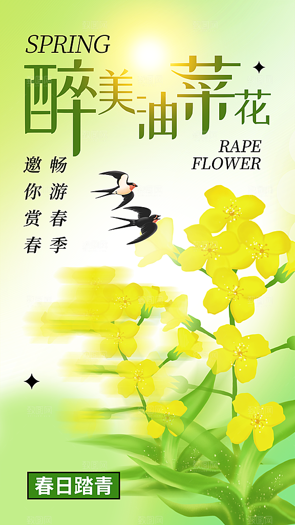春日赏花春暖花开旅游踏青樱花季油菜花海报