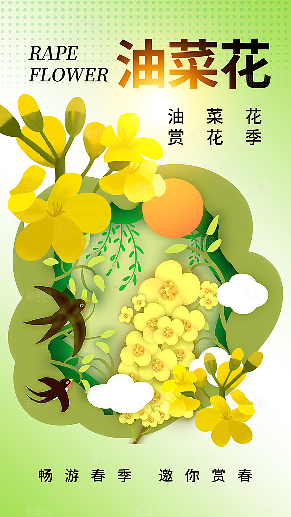 春日赏花春暖花开旅游踏青樱花季油菜花海报