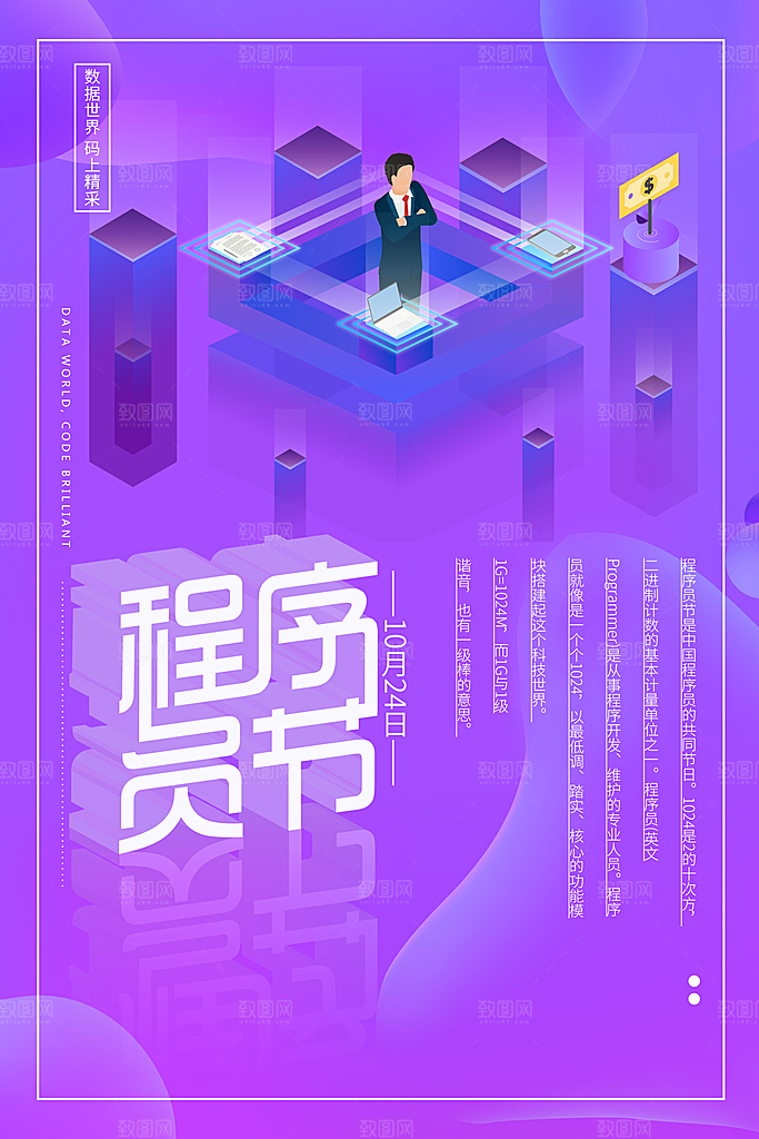 程序员1024码农日计算机编程代码海报