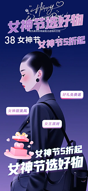节日妇女节女神节三八节主题海报
