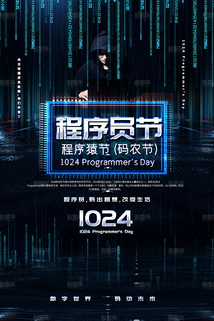 程序员1024码农日计算机编程代码海报