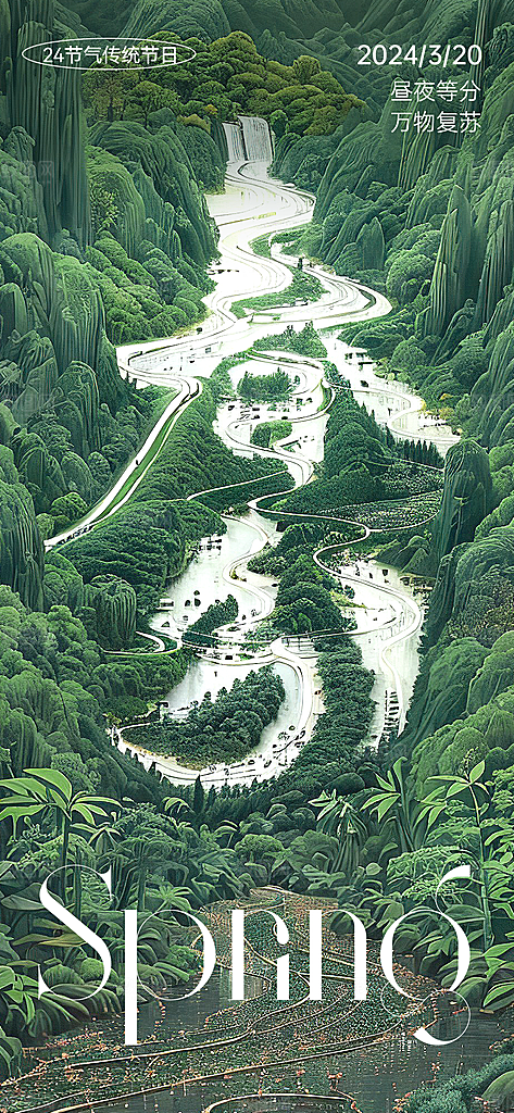 春分简约节气节日插画唯美大气海报