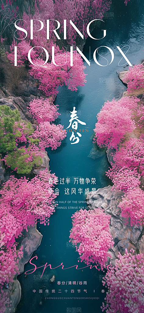 春分节气节日唯美插画简约大气海报