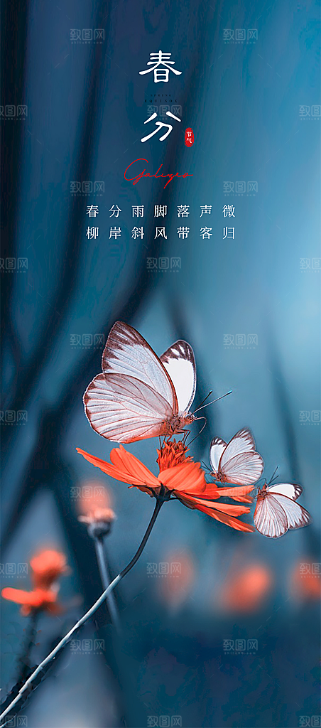 春分节气节日唯美插画简约大气海报