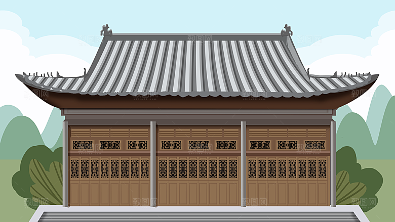中国风古建筑古风背景