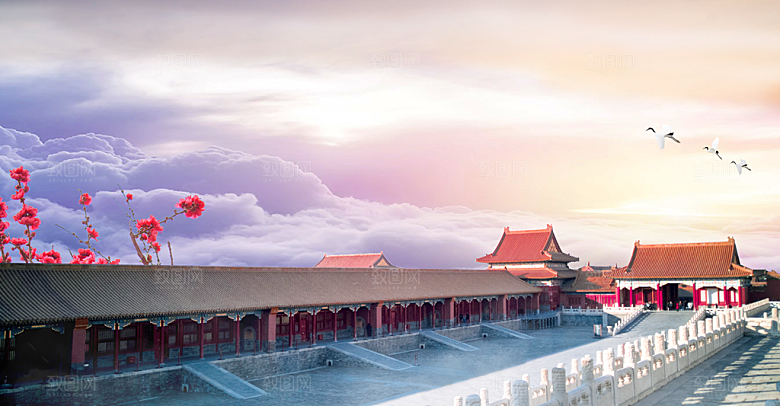 中国风古建筑古风背景