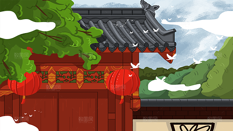 中国风古风古建筑背景