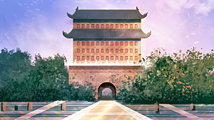 中国风古建筑古风背景