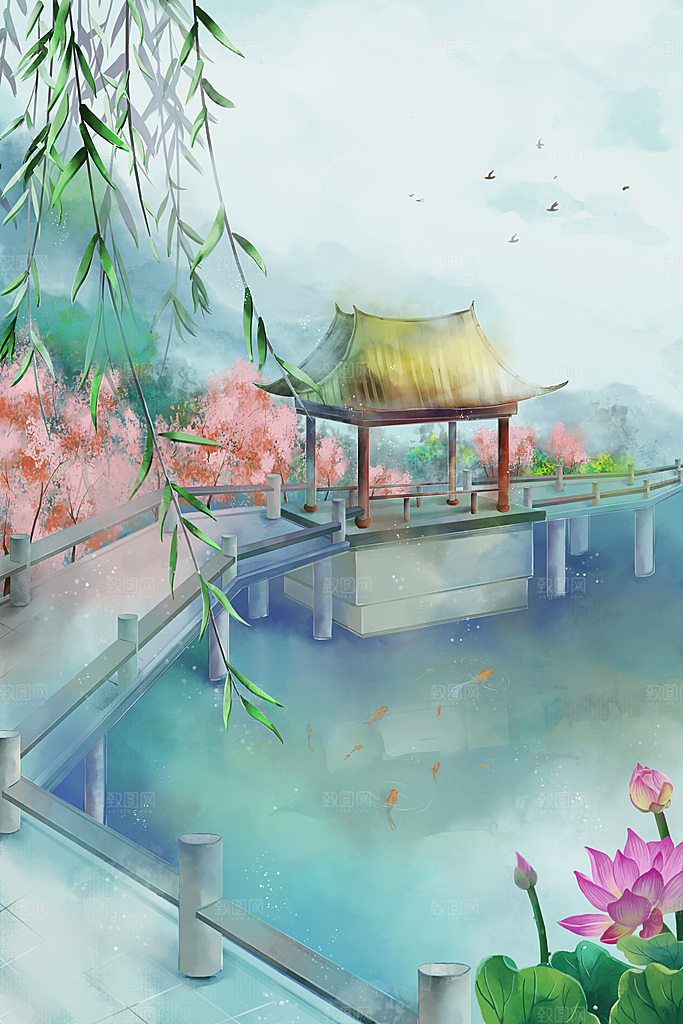 中国风古建筑古风背景