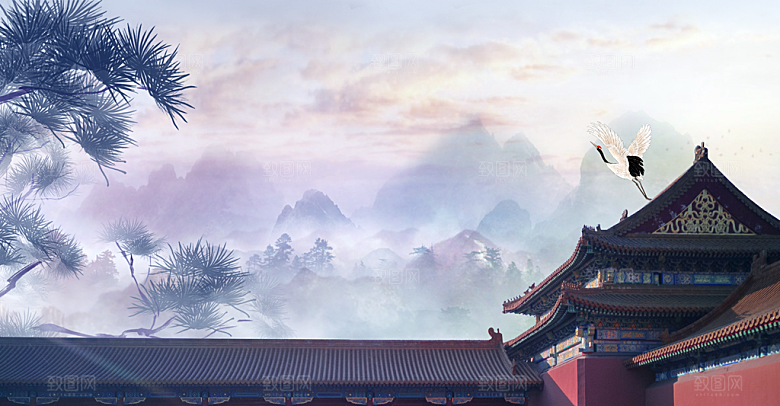 中国风古建筑古风背景