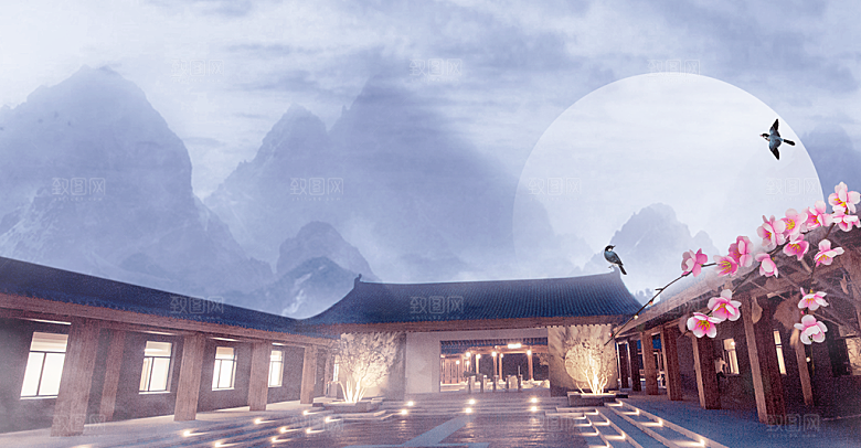中国风古风古建筑背景