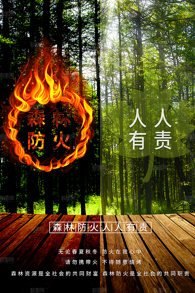 森林防火119消防安全日保护环境海报