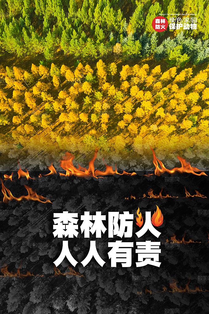 森林防火119消防安全日保护环境海报