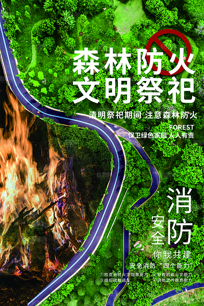 森林防火119消防安全日保护环境海报