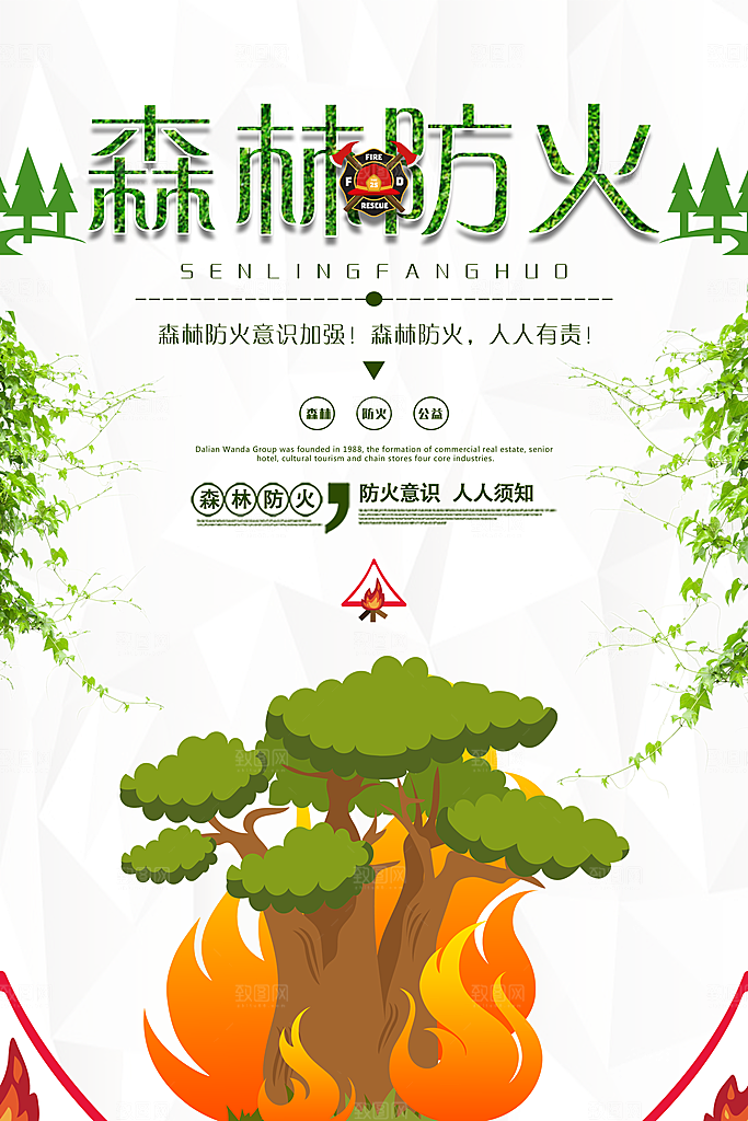 森林防火119消防安全日保护环境海报