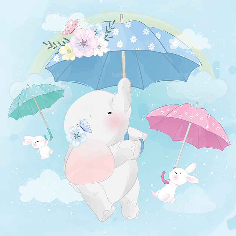 可爱卡通动物插画