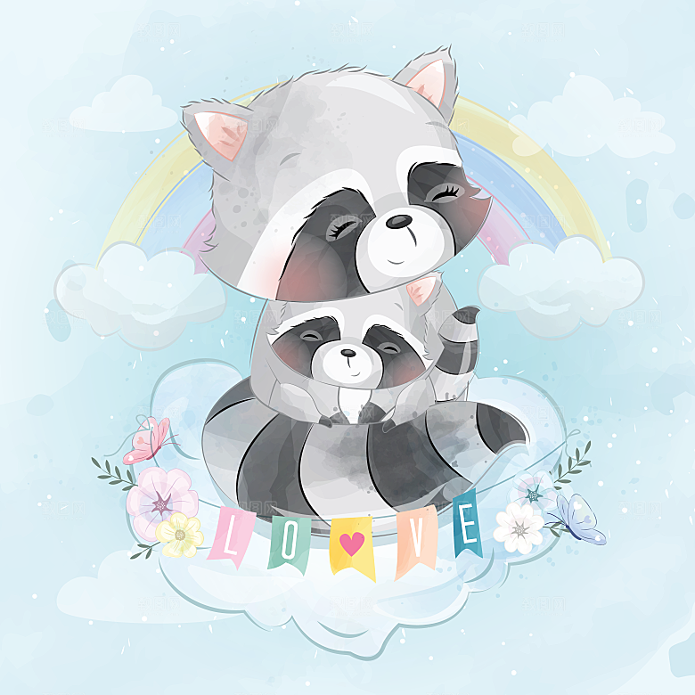 可爱卡通动物插画