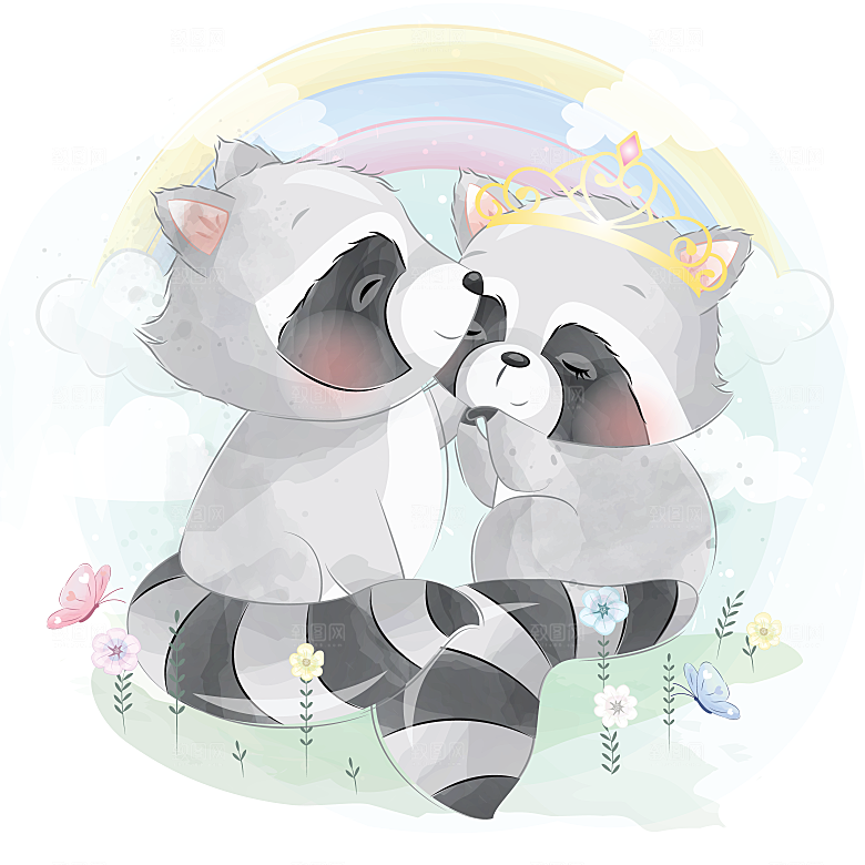 梦幻可爱卡通动物插画