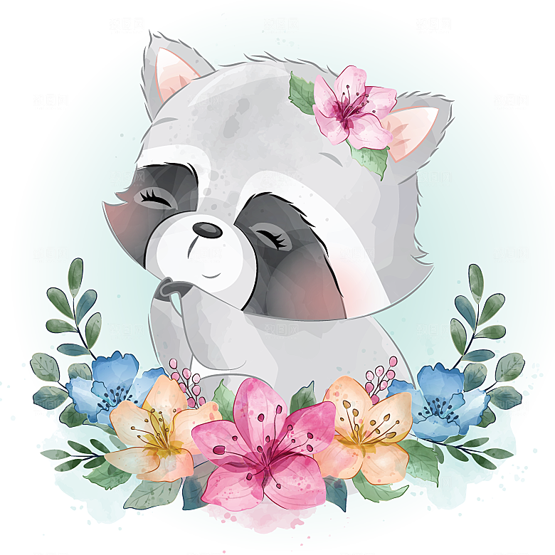梦幻可爱卡通动物插画