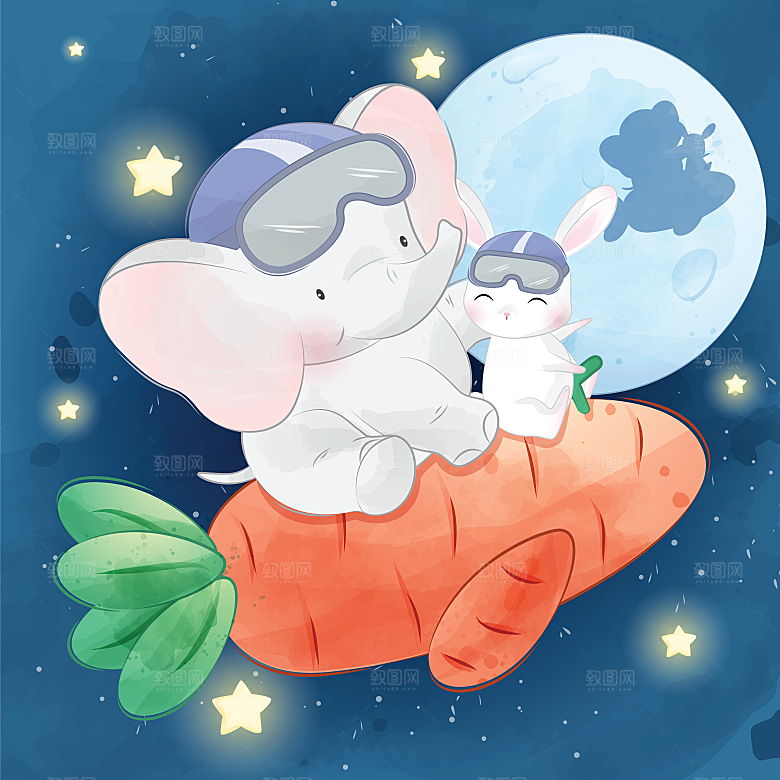 可爱卡通动物插画