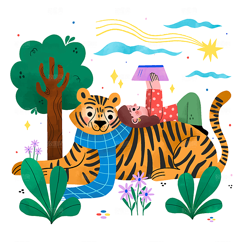 梦幻可爱卡通动物插画