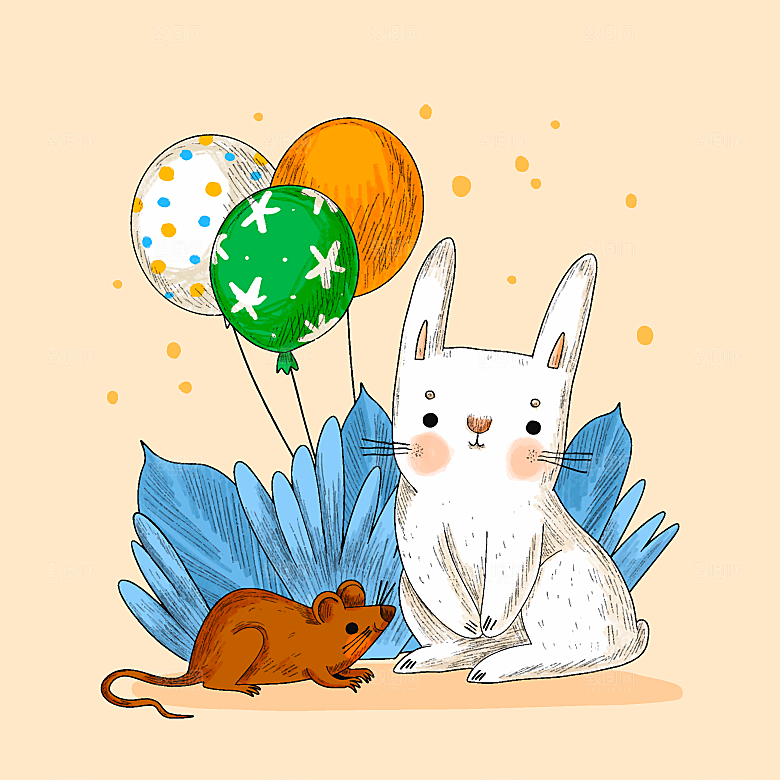 梦幻可爱卡通动物插画