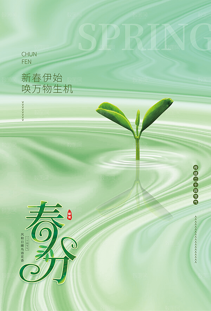 春分节气简约大气海报