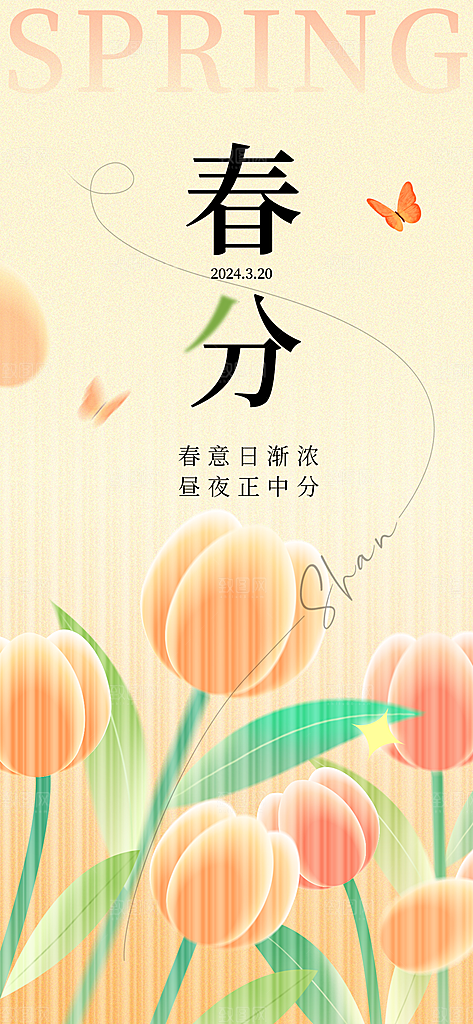 春分节气简约大气海报