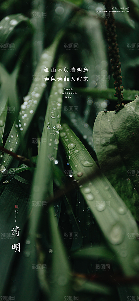 清明节宣传唯美简约节日大气国风海报