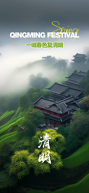 清明节国风节日简约唯美大气宣传海报