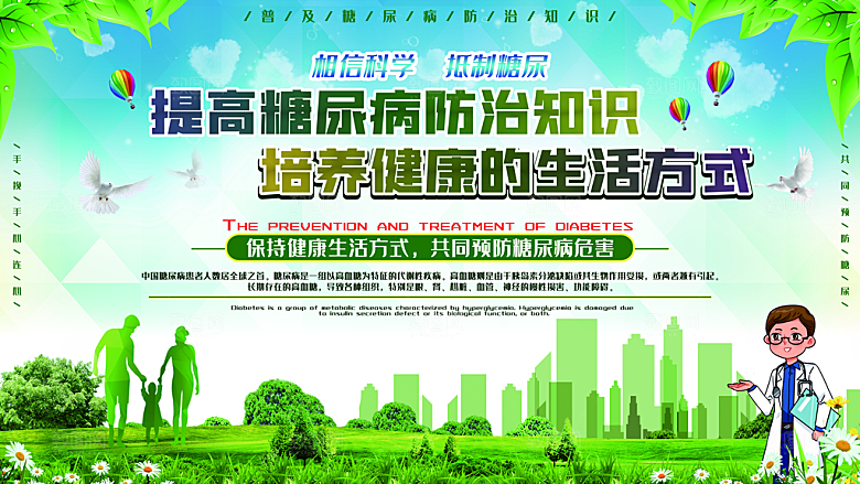 世界糖尿病日预防糖尿病医疗健康海报
