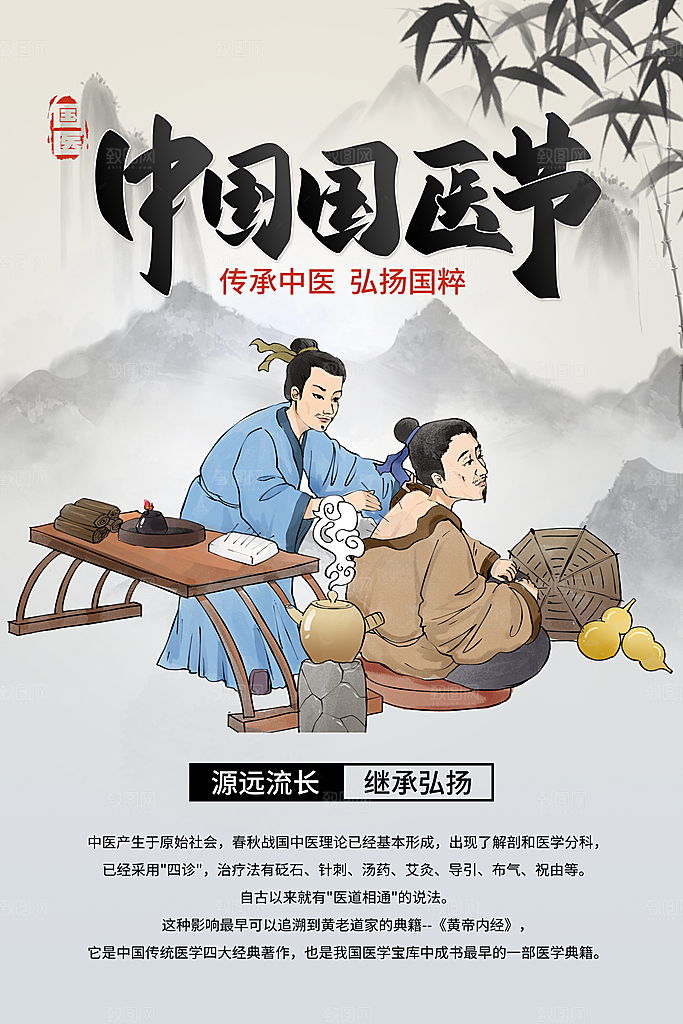 中国医师节致敬中医公益海报