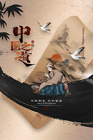 中国医师节致敬中医公益海报