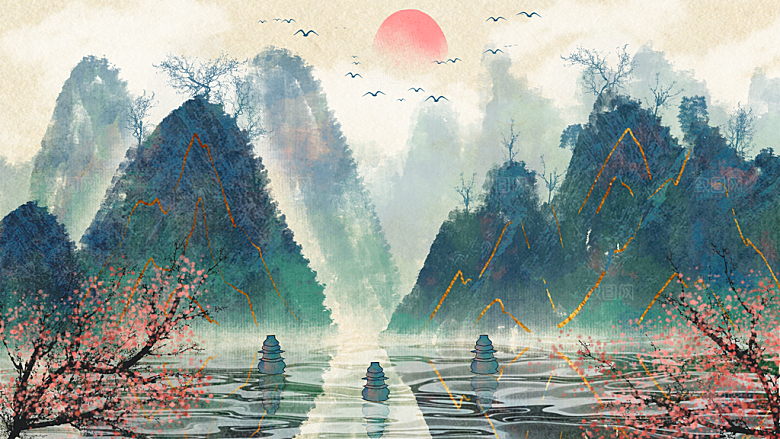 中国风山水装饰画