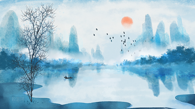 中国风水墨山水装饰画