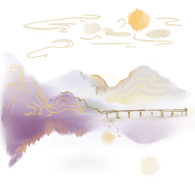 中国风水墨山水装饰画
